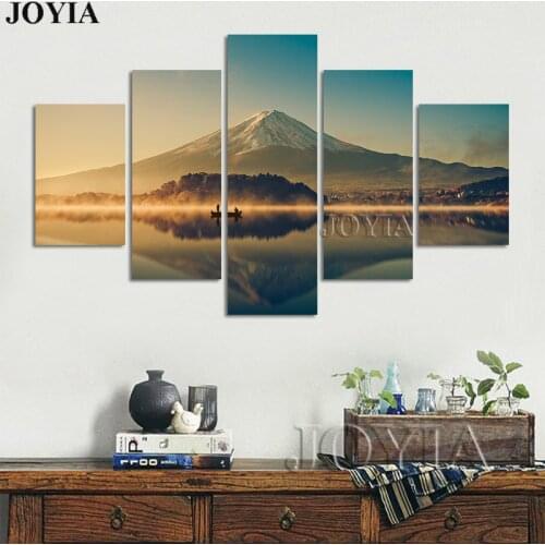 Home Decor Landscape Canvas Art Print Wall Pictures Morning Lake Under Fuji Mountain Japanese Painting Style Art Panel No Frame