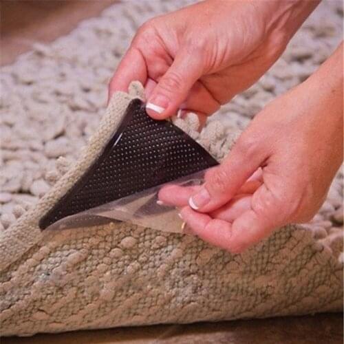 Home Floor Rug Carpet Mat Grippers Non Slip Anti Slip Sticker Reusable Washable Silicone Grip 4 Pairs Sticker For Living Room