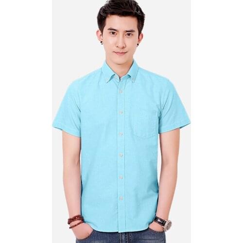Cotton Mens Shirts Short Sleeve Casual Xl Korean Large Sizes 6xl Button Mens Shirts Blue Formal Business High Quality Blouse