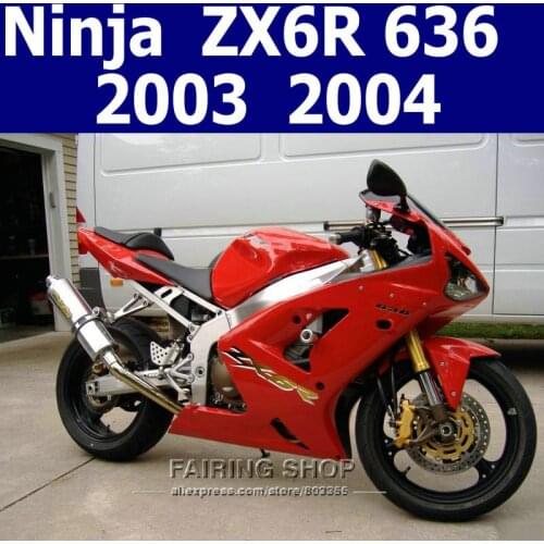 T94 Red Fairing kit For Kawasaki Ninja zx6r 03 04 2003 2004 Customize free Injection mold Fairings (100%fit)