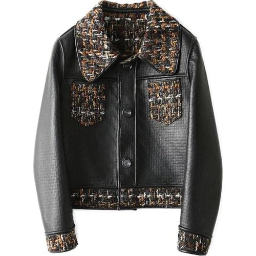 Real Leather Genuine Jacket Sheepskin Coat Female Jacket Korean Vintage Spring Autumn Double Side Wear Slim Short Coats ZT1690