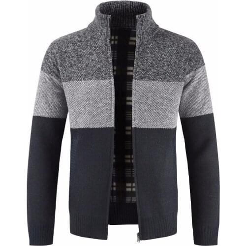 2021 New Spring Men Casual Wool Cardigan Sweater Jumper Men Winter Fashion Striped Pockets Knit Outwear Coat Sweater Men