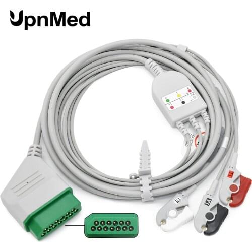 Nihon Kohden 13 Pin One Piece 3 Lead Clip ECG Cable