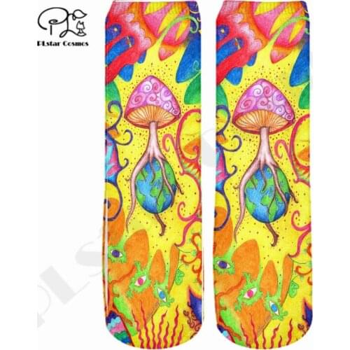 Plstar Cosmos Newfashion Funny Hippie 3DPrint Socks Cat Mushroom Art Unique Anime Cartoon Man/Women High Quality Dropshopping 1