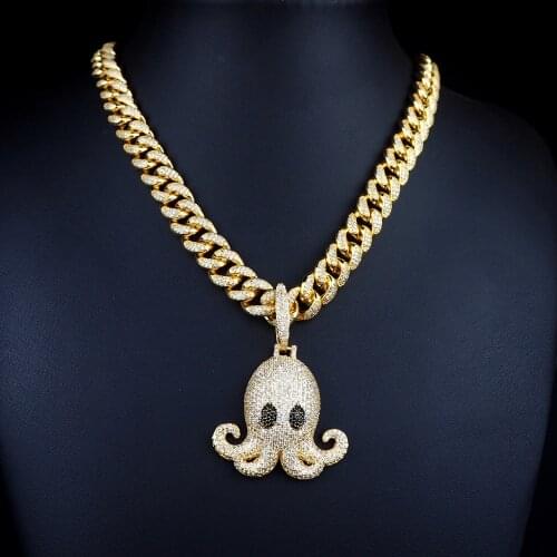 New hip-hop man octopus pendant necklace full shining micro-inlaid Europe and the United States popular
