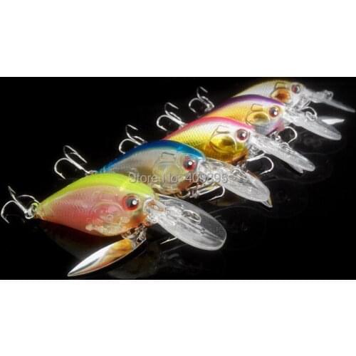 New design 5pcs 7cm/7g crank Strong fishing hook fishing lure Hard fishing lure mixed colors Top quality Free shipping