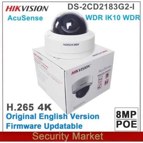 Original English hikvision 6MP DS-2CD2163G0-I replace DS-2CD2155FWD-I Outdoor H265 WDR Fixed Dome Network IR POE camera