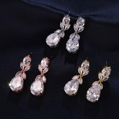 ORZTOON Vintage Elegant Korean Temperament Water Zircon Drop Earrings For Women Trendy Personality Minimalist Jewelry 2020 Gift