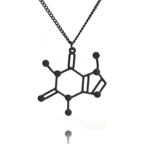 New Arrival 3 color Dopamine Chemical Structure Caffeine Molecule Pendant Necklace Men Women Science Biochemistry Jewelry Gift