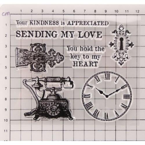 Retro Telephone Clock CLEAR STAMPS DIY Scrapbooking Card Album Paper Craft Rubber Transparent Silicon Clear Stamp