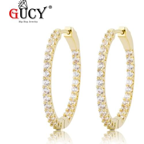 GUCY AAA Zircon Mens Stud Earrings Copper Material Gold Silver Color CZ Earrings For Women Fashion Hip Hop Jewelry For Gift