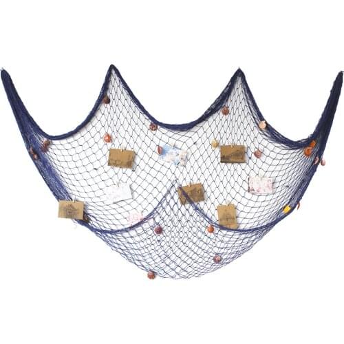 Customer Size Creative DIY Hemp Rope Grid Photo Wall Simply Fishing Net Shell Craft Decorative Bar Hanging Ornament Art Net Mesh