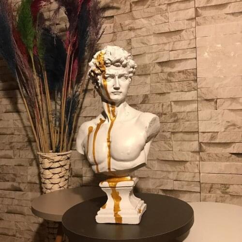 SIBUART/GREEK MYTHOLOGY/DAVID STATUE/BUST/WHITE/GOLD
