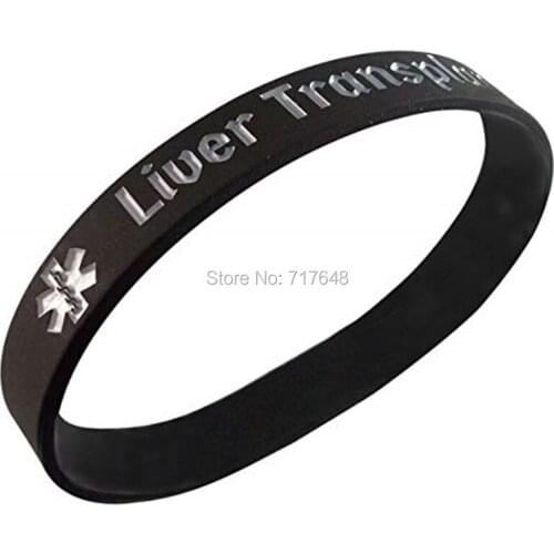 100pcs Medical Alert Liver Transplant Survivor wristband silicone bracelets free shipping by epacket A