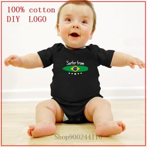 Surfer from Brazil Surfboard Brazil Flag Cotton Newborn Baby Girl Clothes Bodysuit Baby Clothes Ropa bebe Baby Boy Clothes