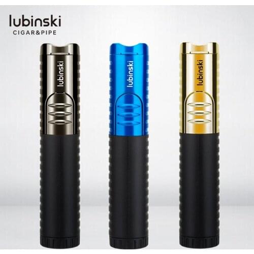 Windproof LUBINSKI Metal Jet Lighter Gas Turbo Torch Lighter Butane Window Inflated Grinding Wheel Lighter Gadgets For Men
