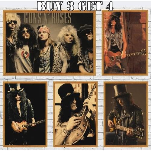 Guns N Roses Vintage Kraft Paper Classic Map School Wall Decor Art Retro