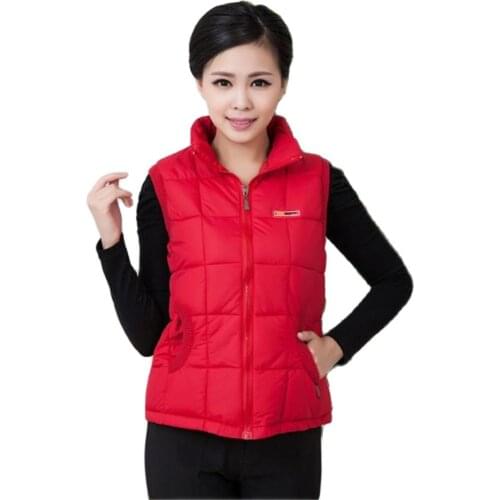 Women Autumn Winter Plus Size Shiny Hooded Zip Down Cotton Sleeveless Vest
