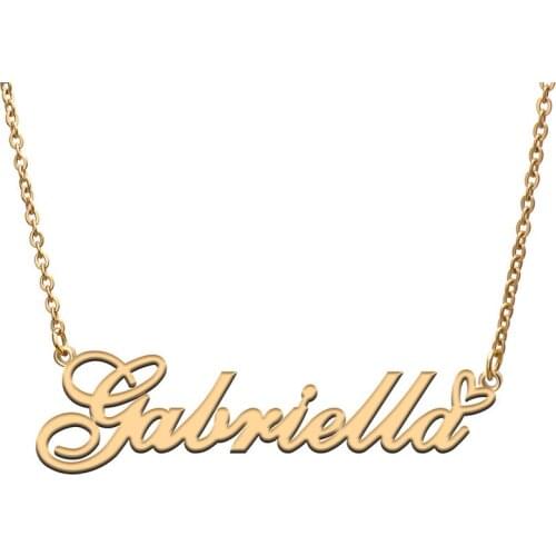 Love Heart Gabriella Name Necklace for Women Stainless Steel Gold & Silver Nameplate Pendant Femme Mother Child Girls Gift