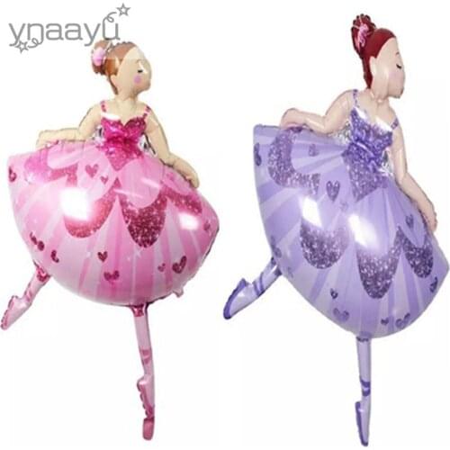 Ynaayu 1pcs Ballet Girl Foil Balloons 113 X 84cm Large Size Balloon For Baby Birthday Wedding Party Decoration