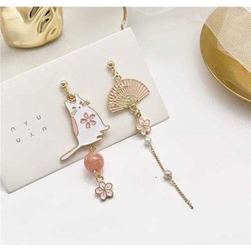 10 pair/lot fashion women jewelry accessories metal enamel fan cat earrings