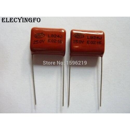 10pcs CBB 824 250V 824J 0.82uF 820nF P15 Metallized Polypropylene Film Capacitor