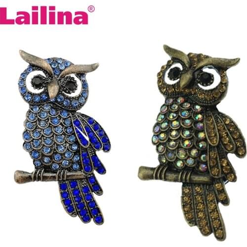 10pcs/lot Hot sale Vintage Rhinestone Animal owl Brooch Pin hawk pin In Zinc Alloy
