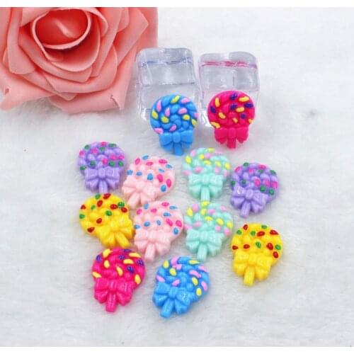 10pcs/lot flat back resin lollipop mix colors about 25mm DIY resin cabochons accessories