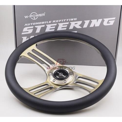 350mm 14inch Deep Corn Leather Universal Car Racing Race Sport Classic Steering Wheel