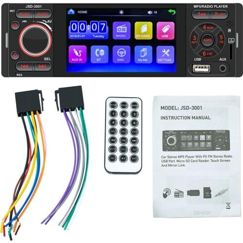 4.1 Inch Capacitive Screen Bluetooth Stereo Touch Screen Radio Support IOS And Android System Mirroring Connection Rear View