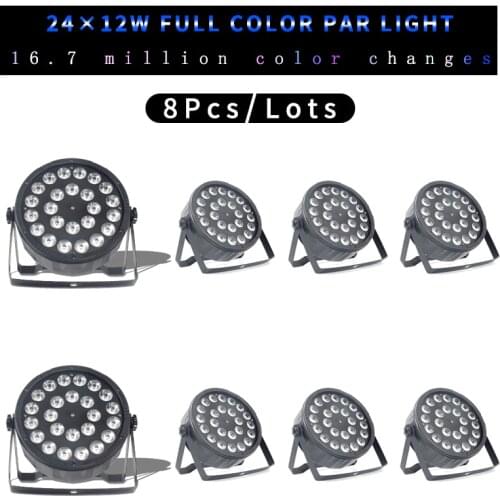 8pcs/lots 24x12W RGBW 4in1 Remote Control Led Par Light 24*12W Wall Washer Disco Light With DMX512 Control Effect Stage Light