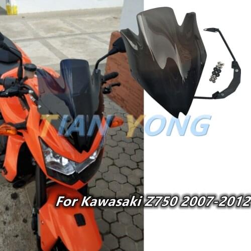Motorcycle Accessories Windshield Windscreen w/Bracket set for Kawasaki Z750 Z750R Z-750 Z 750 2007 2008 2009 2010 2011 2012