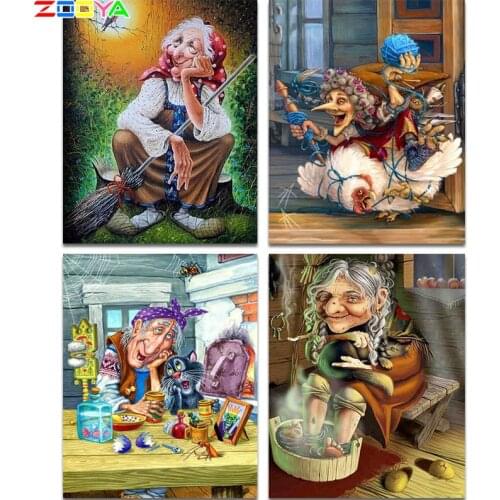 ZOOYA 5D Diy Diamond Painting Embroidery Full Laid Witch Bird Tree Cross Stitch Beads Handwork Kits Wall Mosaic Home Decor F947