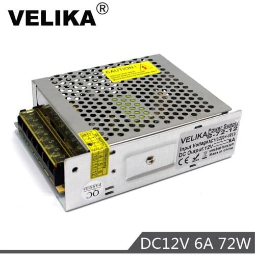 Single Output DC12V Power Supply Led Driver 6A 72W Power Adapter 110V 220V AC to DC12V SMPS for Led Strip Modules Light lamp CNC