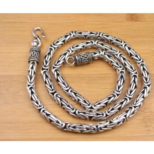 Pure 925 Sterling Silver Necklace Width 5.5mm Thick Byzantine Link Chain Length 21.65"L About 86g For Man