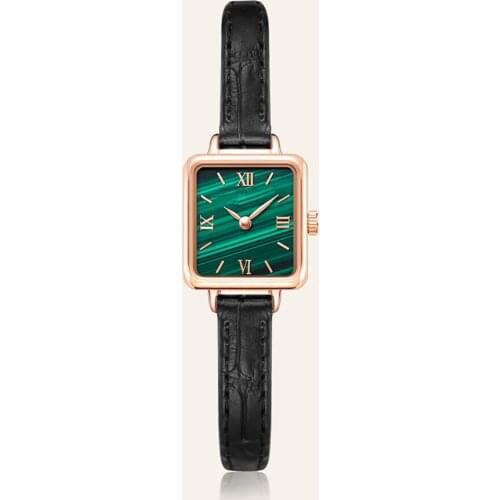 Womens fashion small black watch 2021 new brand womens quartz watch simple retr montre femme leather strap clock