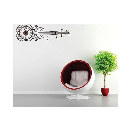 Guitar clock Sticker Bedroom Living Room Home DIY Removable Mural PVC Decal custom removable waterproof