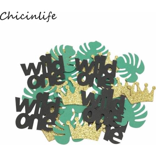 Chicinlife 1Pack Wild one Hawaii Turtle Leaf Crown Paper Confetti kids birthday Jungle Animal Party Table Decoration