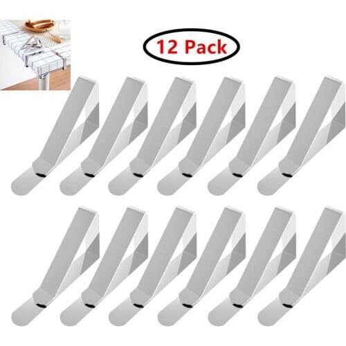 12Pcs/Pack Tablecloth Clips Picnic Table Clips Flexible Stainless Steel Cloth Holders Table Cover Clips Clamps for Home Kitchen