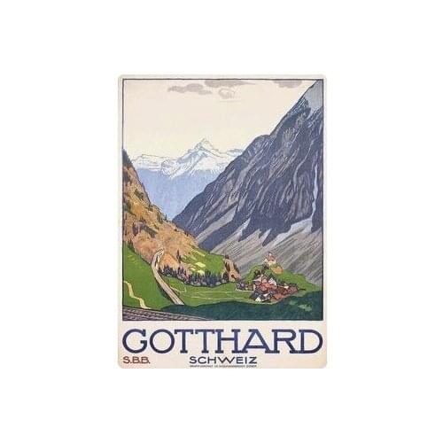 Gotthard Switzerland Swiss Tour Travel Retro Poster Canvas Painting DIY Wall Paper Posters Home Decor Gift