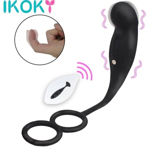 IKOKY 10 Mode Anal Plug Vibrator Sex Toys For Men With Penis Ring Prostate Massager Adult Products Delay Ejaculation Sex Shop