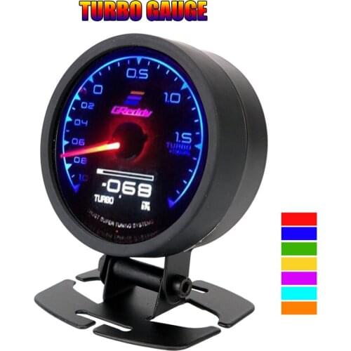 Racing Car Turbo Gauge Voltage Meter 7 Colors Back Light LCD Digital Display Automotive Accessories Universal Automobile Parts