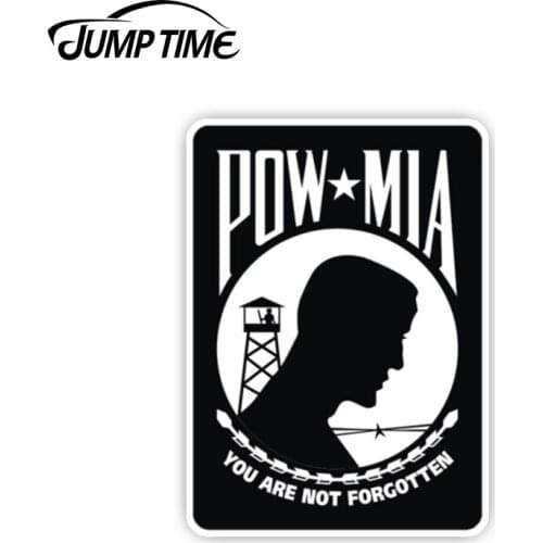 JumpTime 13cm x 9.3cm POW MIA Vinyl Decal Bumper Window Sticker Military United States Army Marines Waterproof Car Accessories