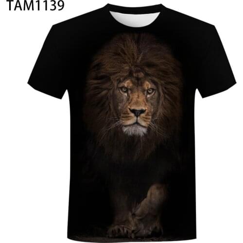 Lion King Aime 2021 summer hot 3D lion mens and womens casual T-shirt cotton short sleeve childrens personalized simple style