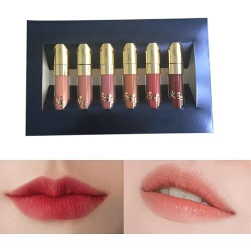 2019 BEAUTY GLAZED 6Pcs/Set Lipstick Lip Gloss Matte Long-lasting Waterproof Makeup Tools