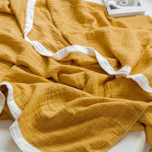 Summer Soft Gauze Blanket Breathable Skin Friendly Sofa Throw Blanket With White Edge Home Decor Bedspread Adult Kids Bedclothes