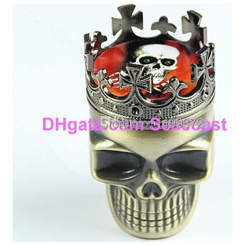 Lowest Price 120pcs/lot King Skull Shape Metal Tobacco Grinder Herb Smoke Smoking Grinders Hand Muller Magnetic hand Muller #271