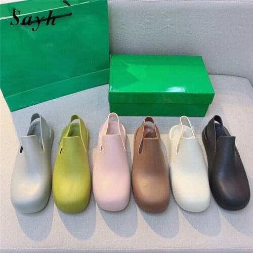 Fashion Brand Women Summer Flats Sandals Casual Waterproof Flats Loafers Round Toe TPU Comfortable Shoes