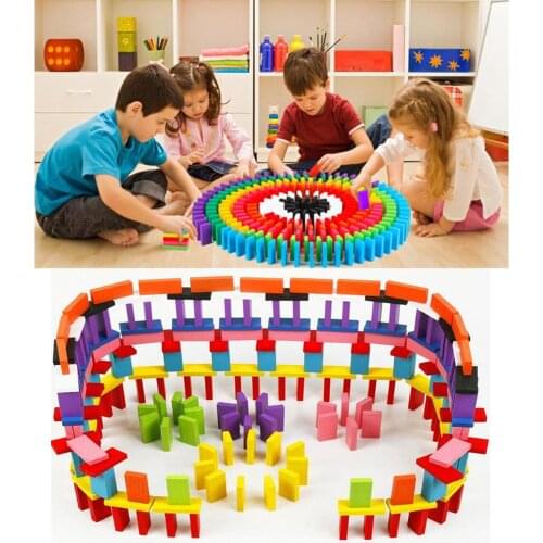 120/240 PCS Domino Blocks Colorful Wooden Dominoes Set Toy Children Jigsaw for Christmas Birthday Gifts