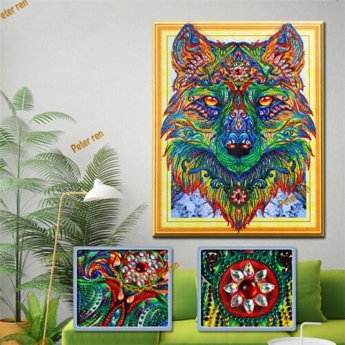 Peter ren Special-shaped DIY Painting Diamond Wolf head Diamond Embroidery Handmake Accessories Mosaic Animal Decoration